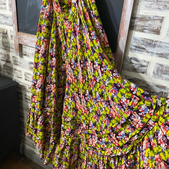 Free People FP One Dress Floral Flowy Spaghetti Strap Hi Low Length Dress Size 6 - Picture 6 of 10